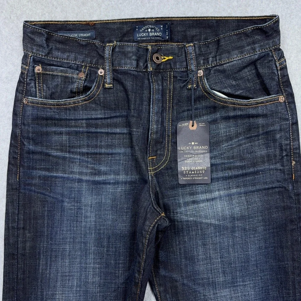 Lucky Brand 329 Classic Straight Jeans Mens 30x30 Indigo Blue Denim Stretch NWT